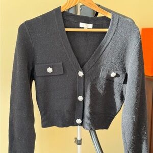 Miss Sixty Black Cropped Cardigan with Button Accents